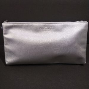 Mugler Parfums "Angel" Med Silver Clutch Cosmetics Zip Top Pouch Bag